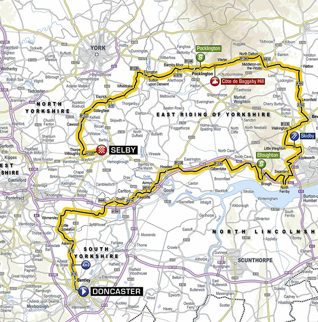 Tour of Yorkshire stage one map